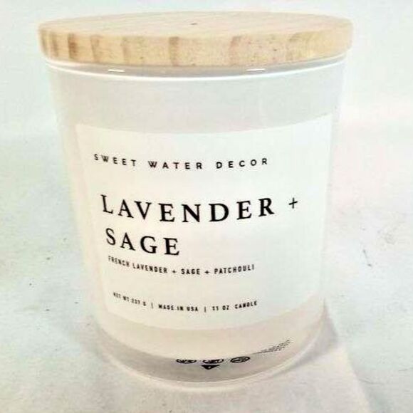 Sweet Water Decor Lavender Sage Candle 11oz Soy Wax Jar 50+ Hr Burn USA Made - Picture 11 of 13